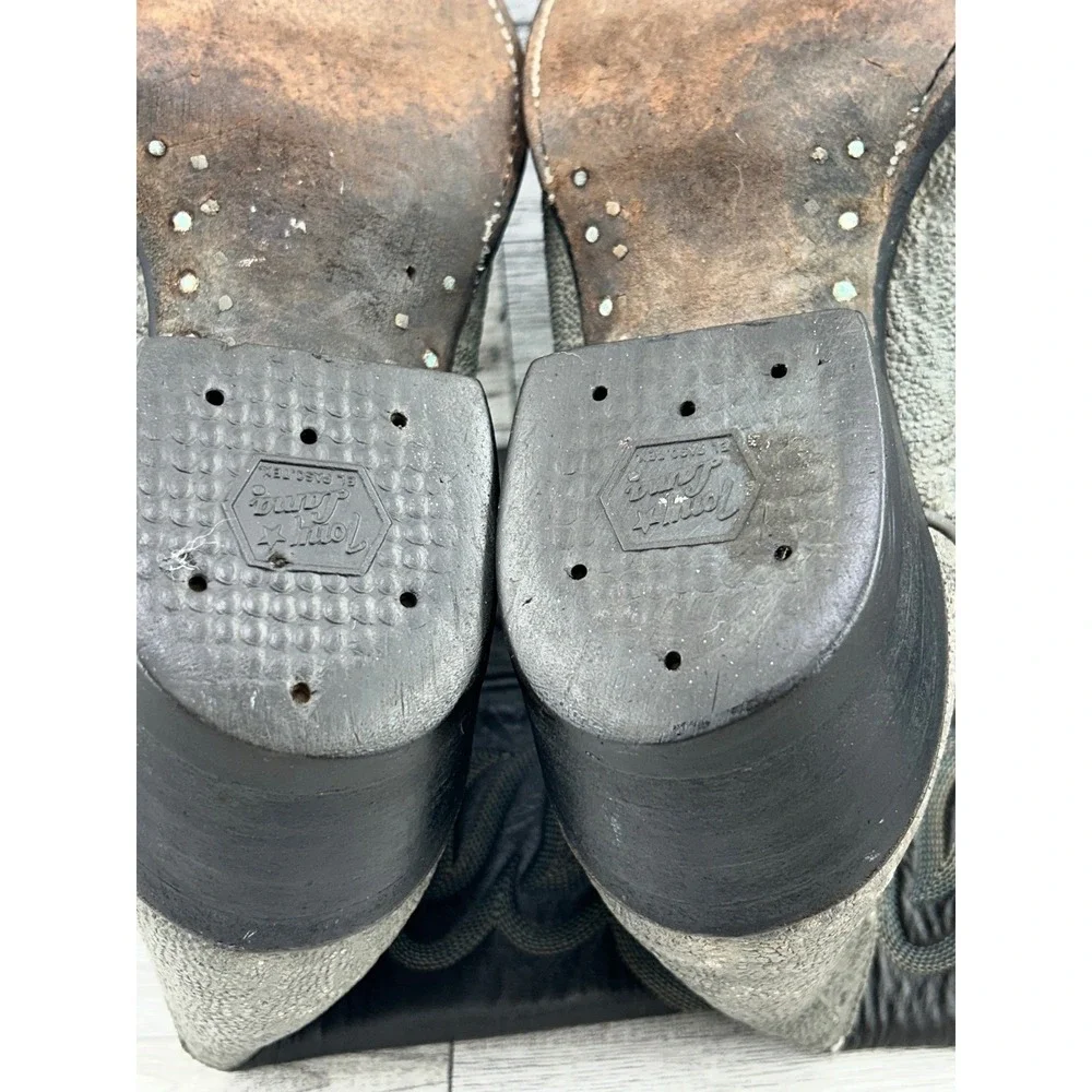 Paul Green Handmade Leather Penny‎ Loafers Black Block Heel 8.5 US